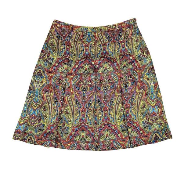 Olivia & Grace Silk Midi Skirt Size 12 Paisley Print Multicolor Lined Boho Chic - Picture 4 of 6